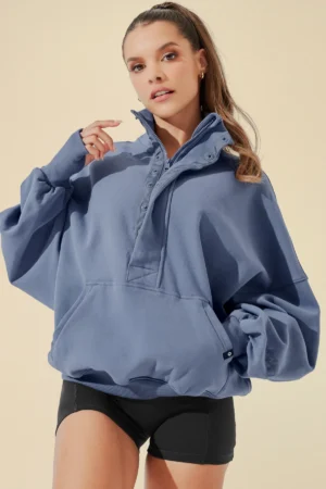 Ooey Gooey Half Zip Sweater - Blue Dusk