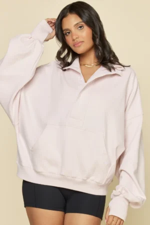 Ooey Gooey Half Zip Sweater - Pink Ice
